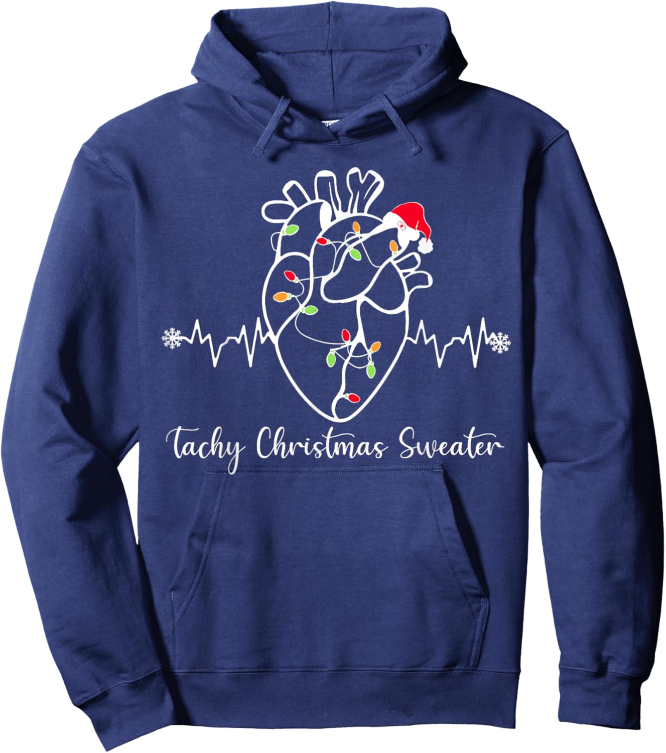 Tachy Christmas Sweater Anatomy Heart Cardiac Nurse Xmas Hoodie - Hoodie | Navy