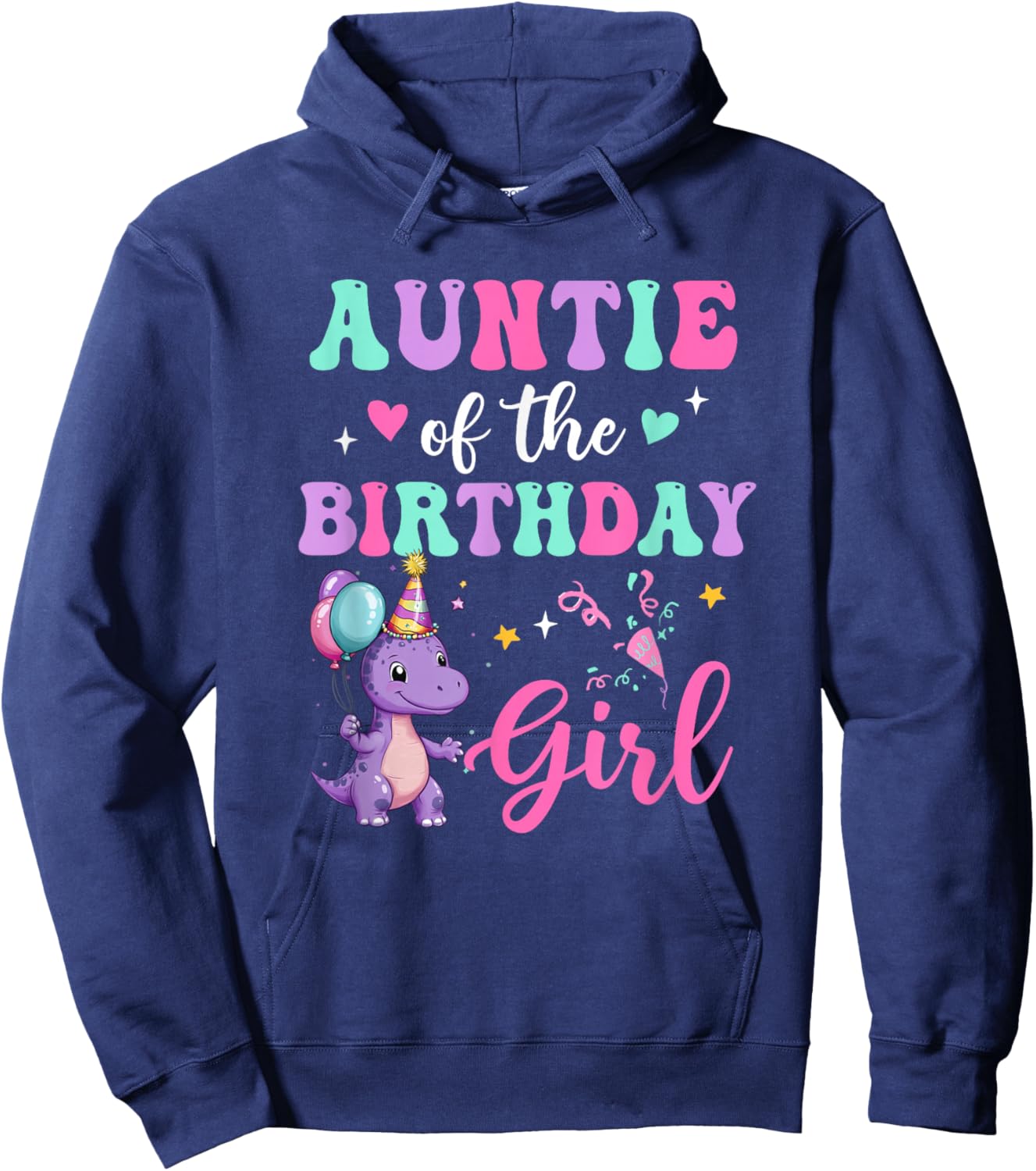 Auntie Of The Birthday For Girl Dinosaur T-Rex Party Family Hoodie - Hoodie | Navy