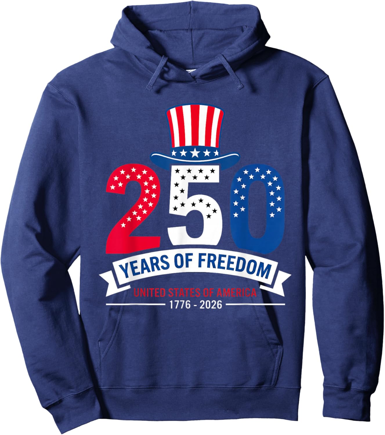 Patriotic 250 Years USA 250 Anniversary American 4th of July Hoodie - Hoodie | Navy