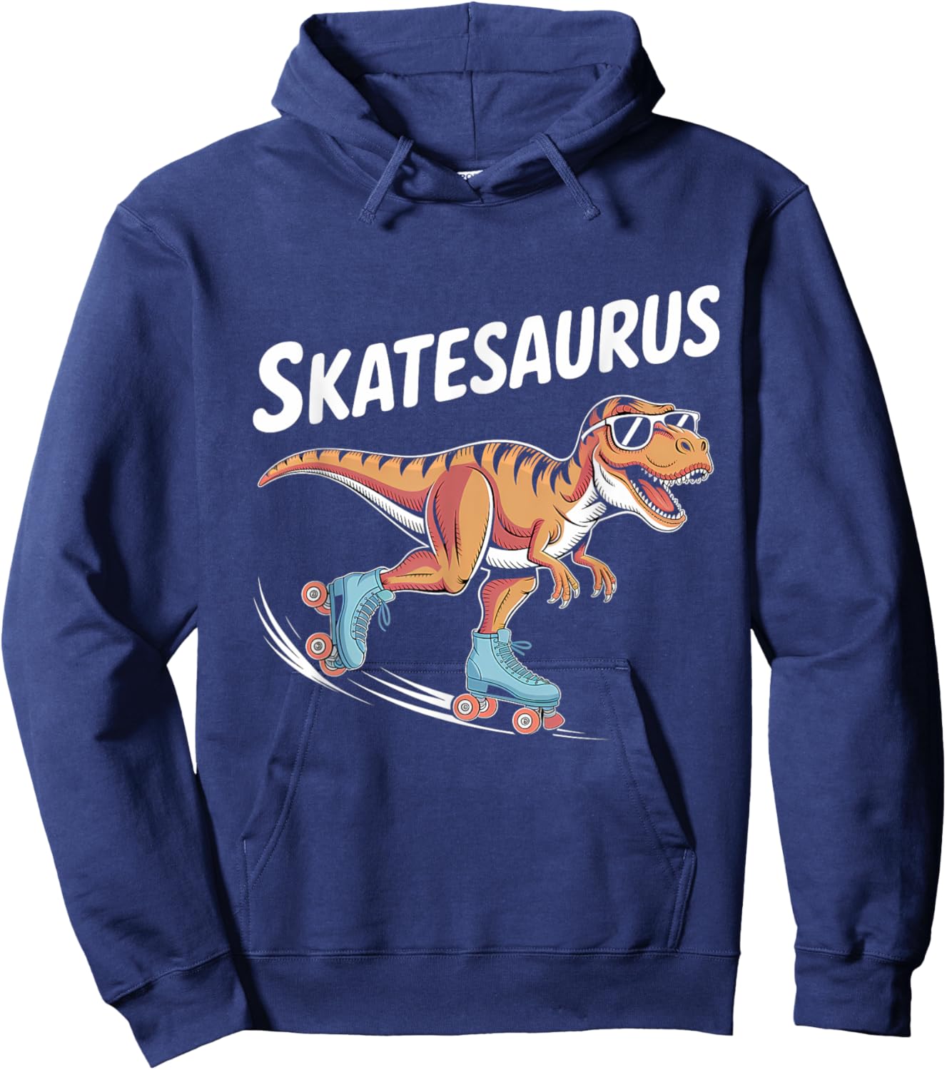 Roller Skating Dinosaur T-Rex Skate Dino Funny Roller Skater Hoodie - Hoodie | Navy