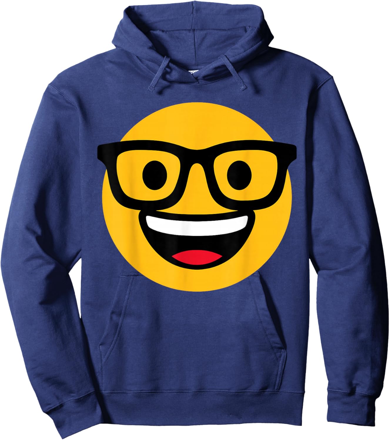 Funny Emoticon Nerd Buckteeth Nerdy Face with Glasses Hoodie - Hoodie | Navy