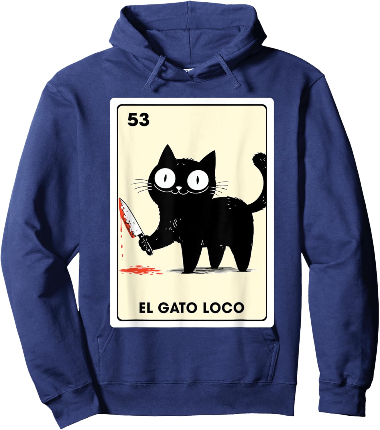 Mexican Slang Black Cat El Gato Loco Mexican Bingo Card Hoodie - Hoodie | Navy