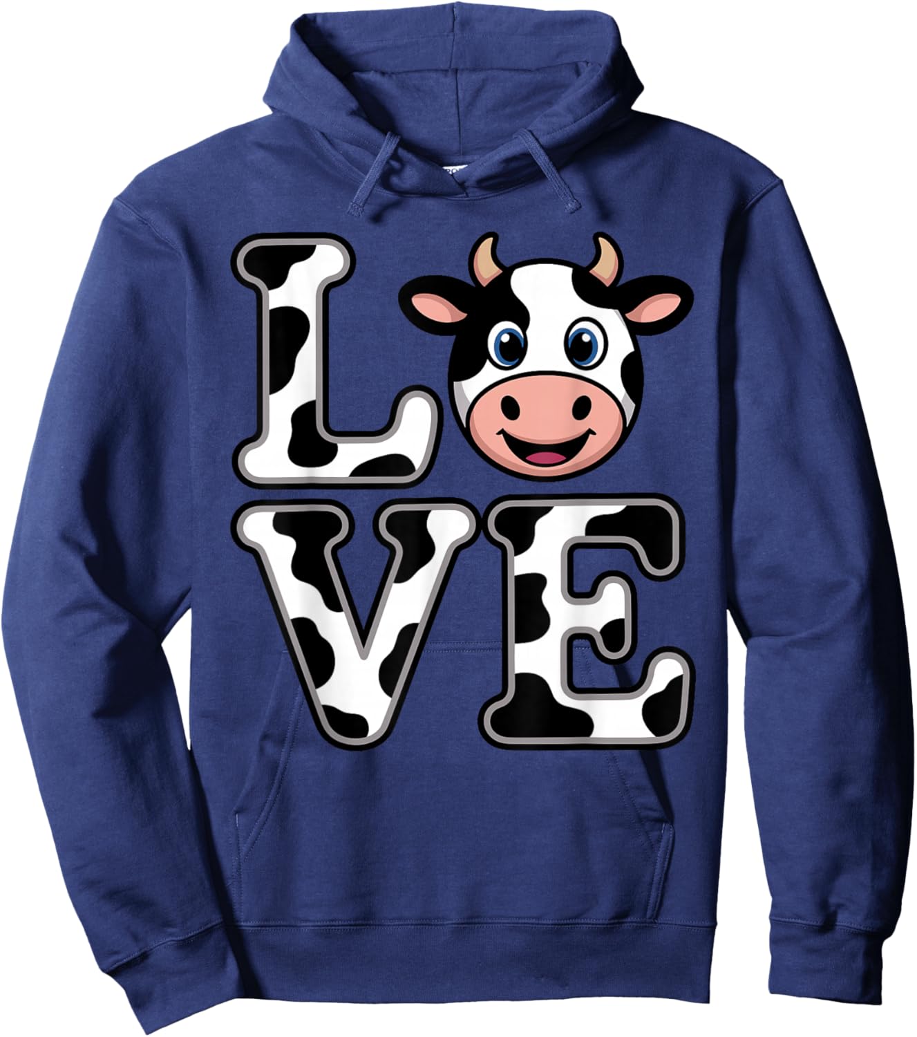Cute Cow Art Women Kids Farmer Cow Themed Cow Lover Hoodie - Hoodie | Navy