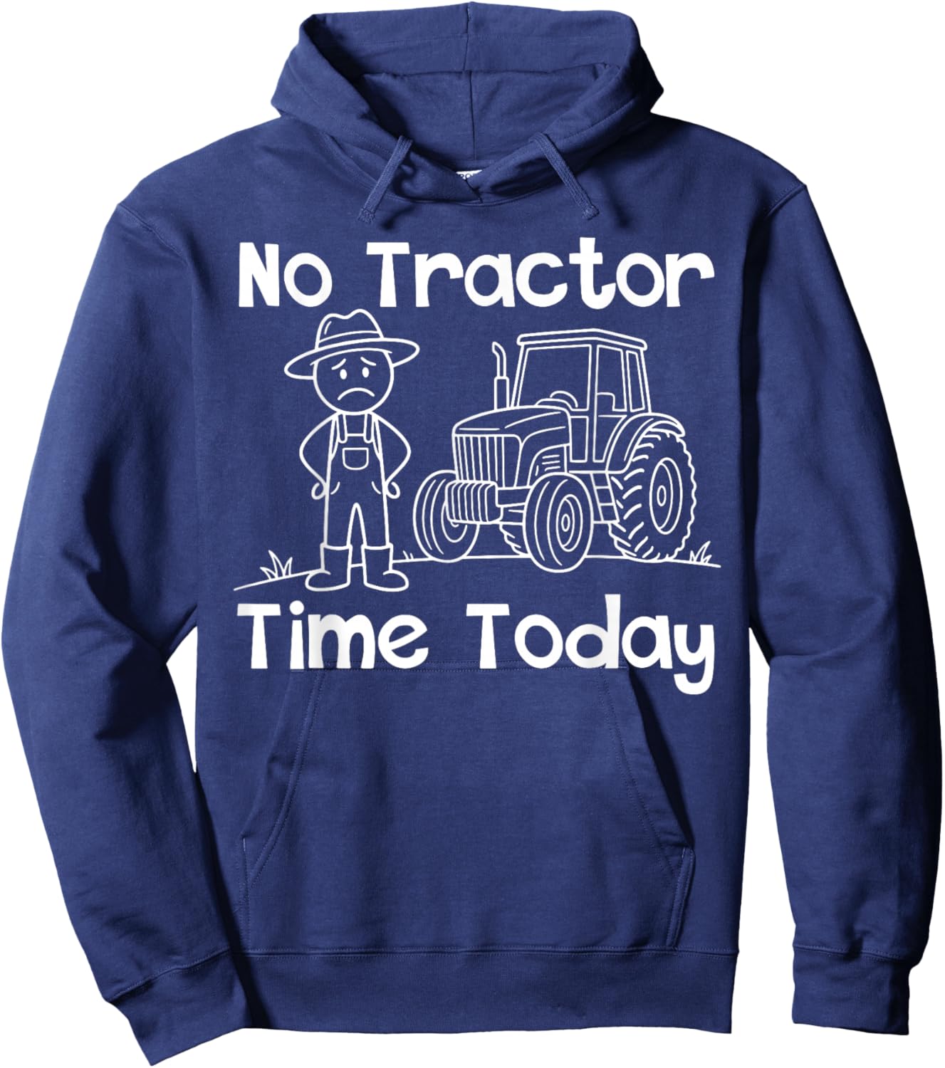 No Tractor Time Today Funny Farmer Stickman Minimalist Art Hoodie - Hoodie | Navy
