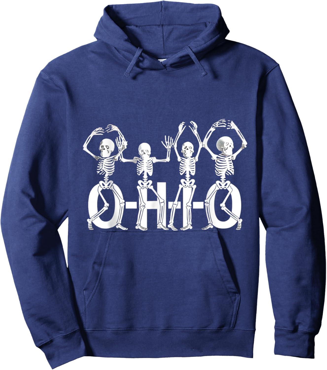 Funny O-H-I-O State Skeleton Vintage Halloween Women Men Hoodie - Hoodie | Navy