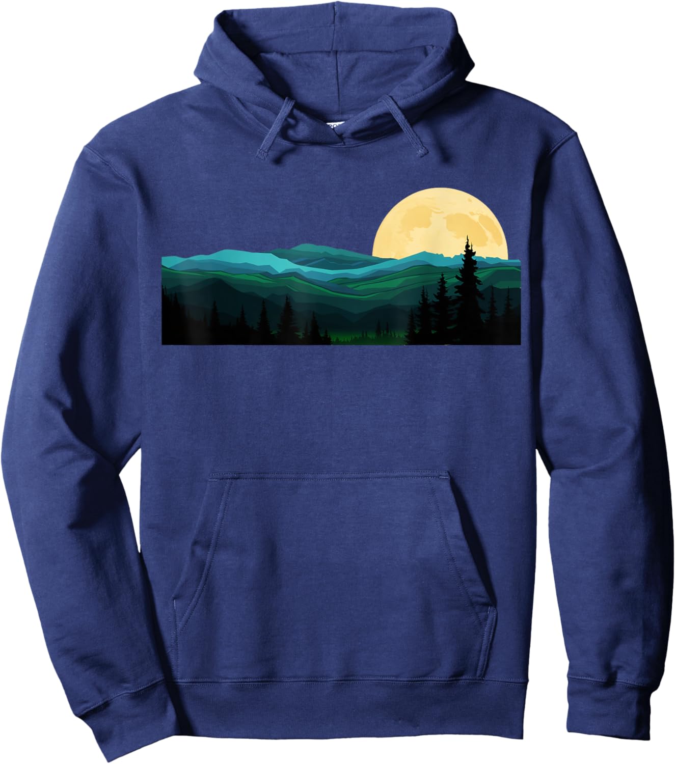 Nature Mountains Adventure Outdoor Wildlife Forest Trees Hoodie - Hoodie | Navy