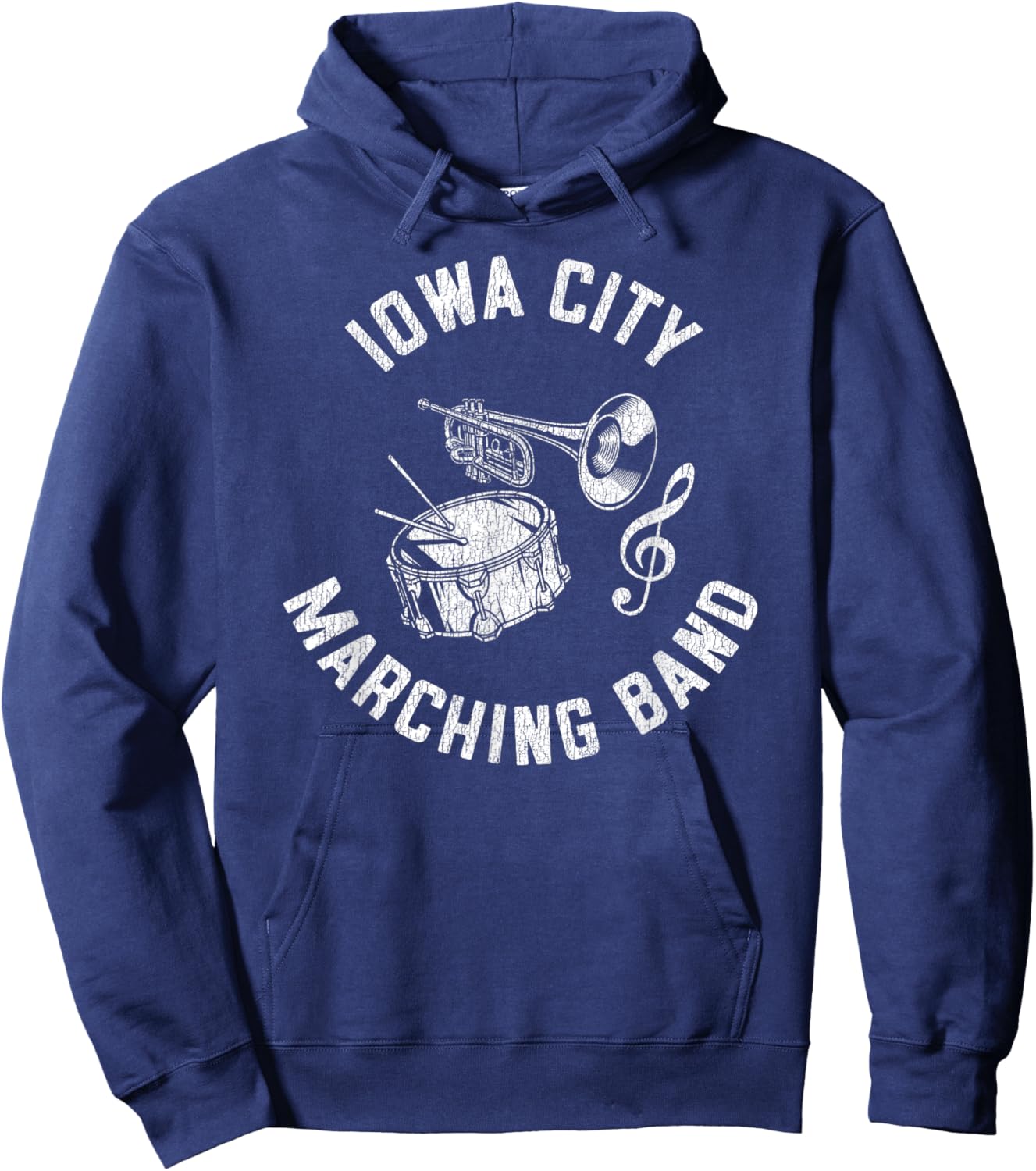 Iowa City Marching Band Vintage Classic Music Distressed Hoodie - Hoodie | Navy