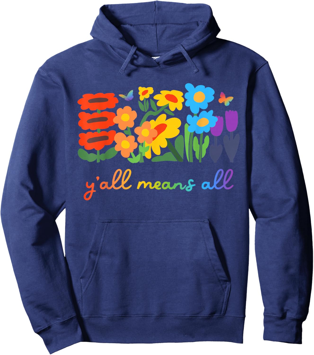 Y'all LGBTQ Means All Floral Pride Month Hoodie - Hoodie | Navy