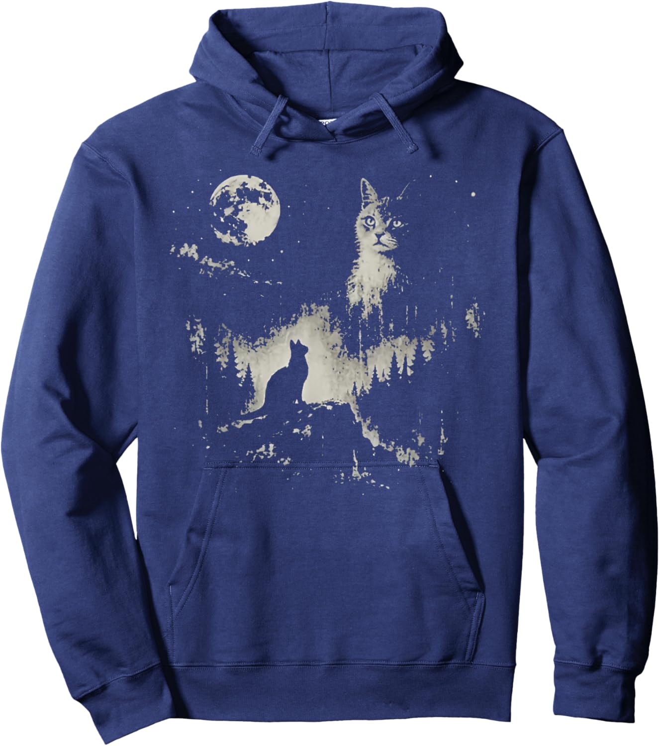 cat Howling at Moon Hoodie - Hoodie | Navy