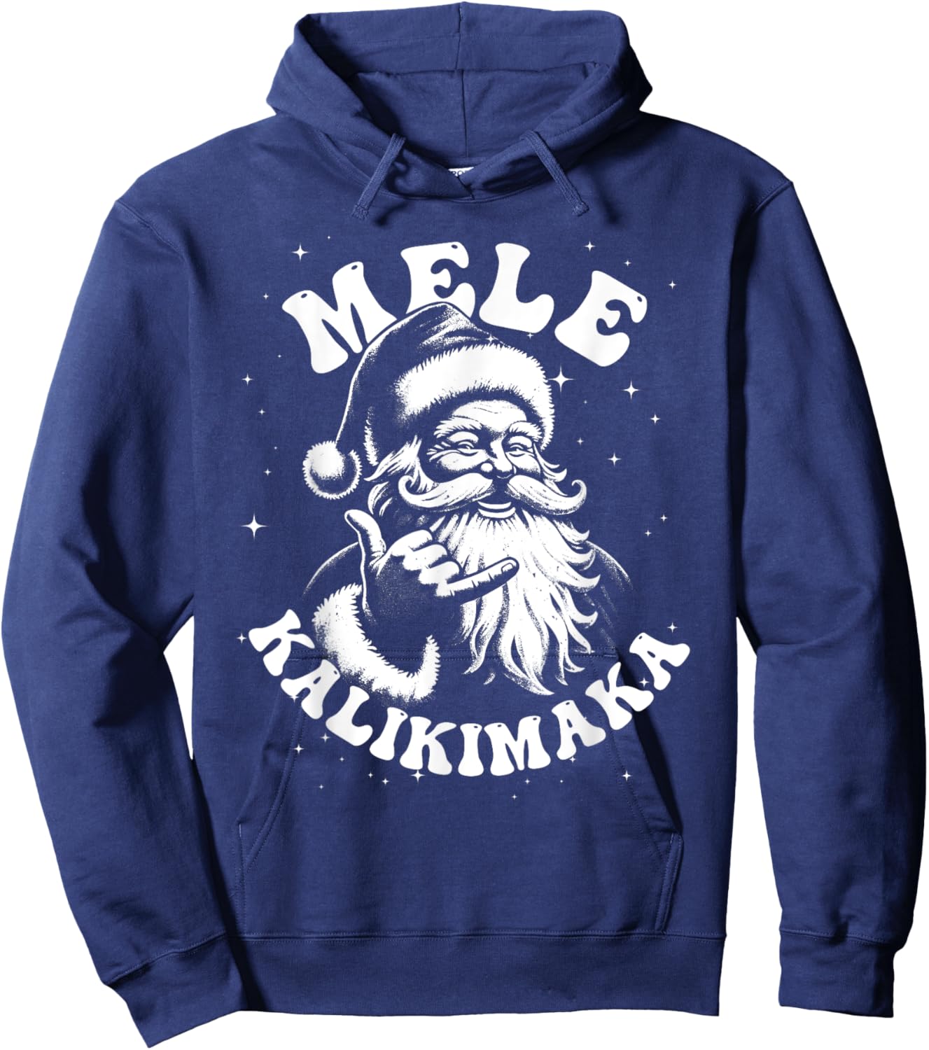 Retro Christmas Surf, Mele Kalikimaka Santa Shaka Hawaii Hoodie - Hoodie | Navy