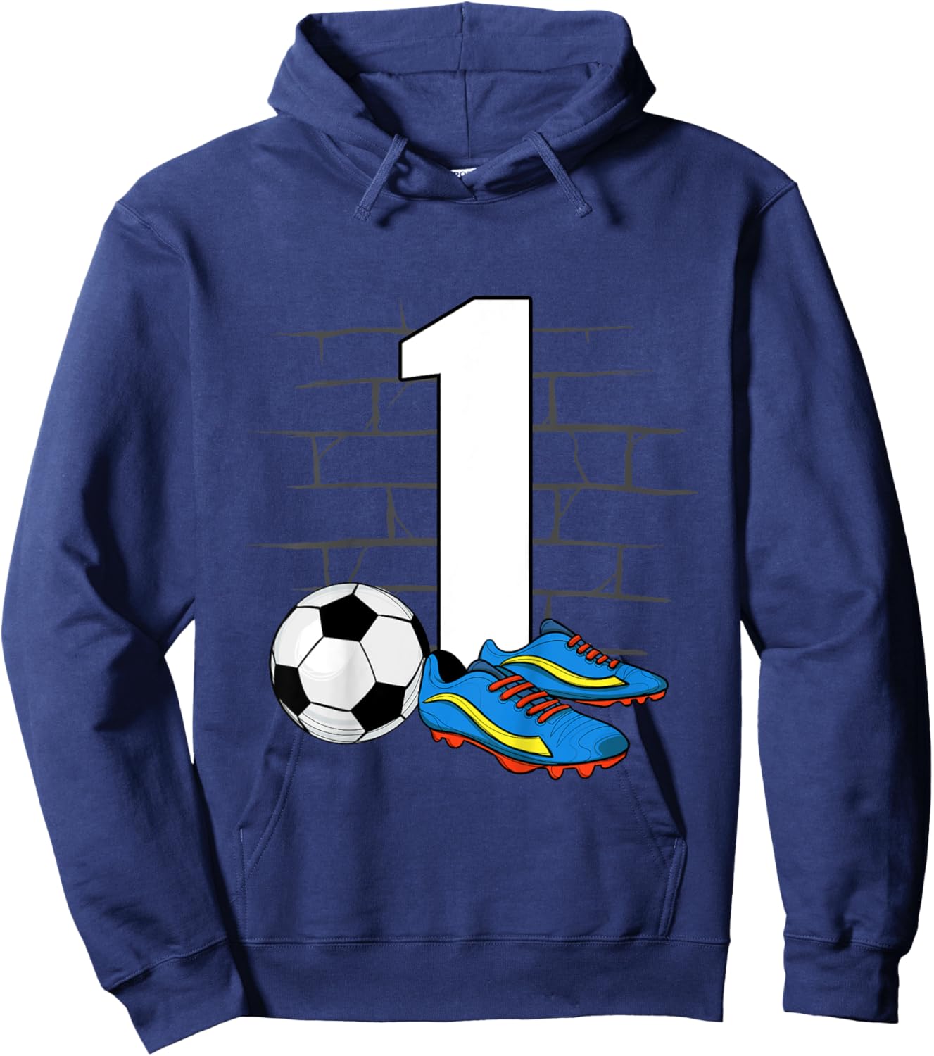 Kids 1st Birthday Boy Soccer Player Football 1 Year Old Hoodie - Hoodie | Navy