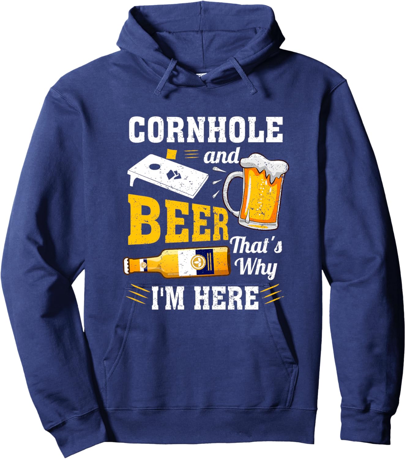 Cornhole et bière, C'est Pourquoi Je suis là Funny Corn Hole Haut de Gamme Hoodie - Hoodie | Navy