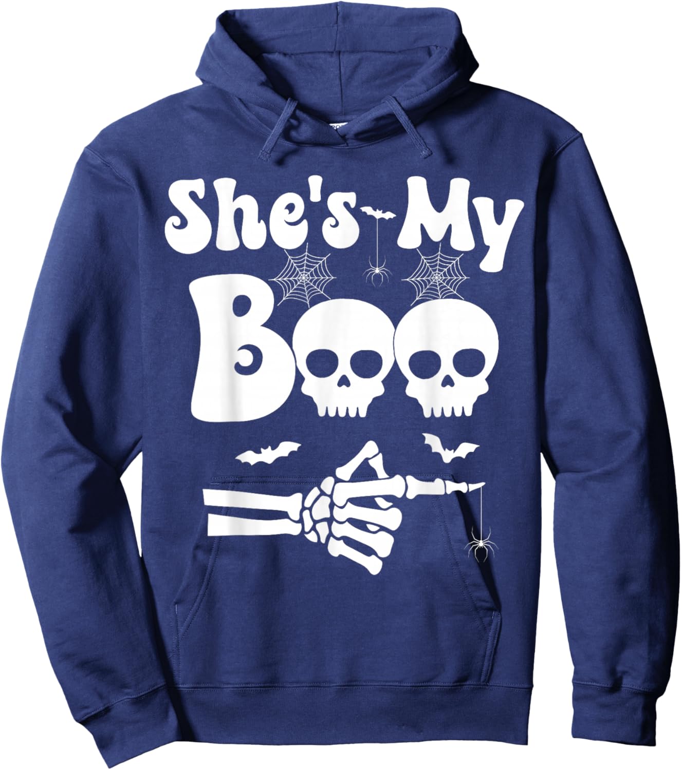 She’s My Boo Skeleton Couples Matching Couple Halloween Hoodie - Hoodie | Navy