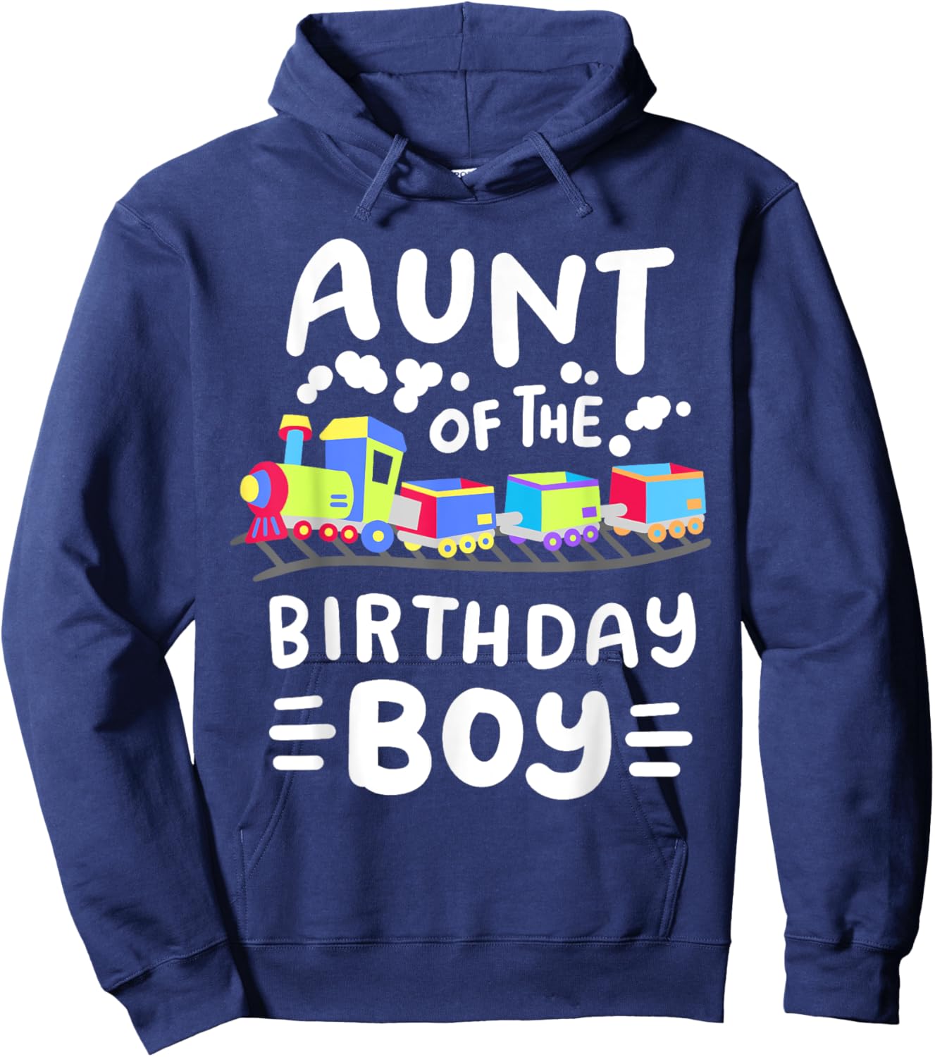 Aunt of the Birthday Boy Choo Choo Train Family Matching Hoodie - Hoodie | Navy