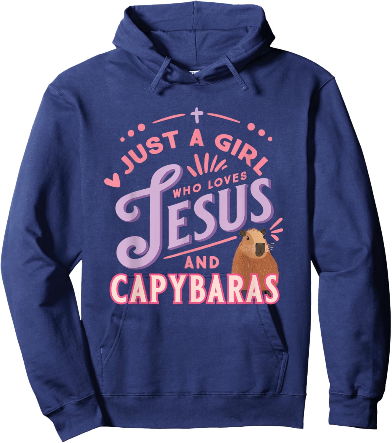 Just a Girl Who Loves Jesus and Capybaras Christian Design Hoodie - Hoodie | Navy