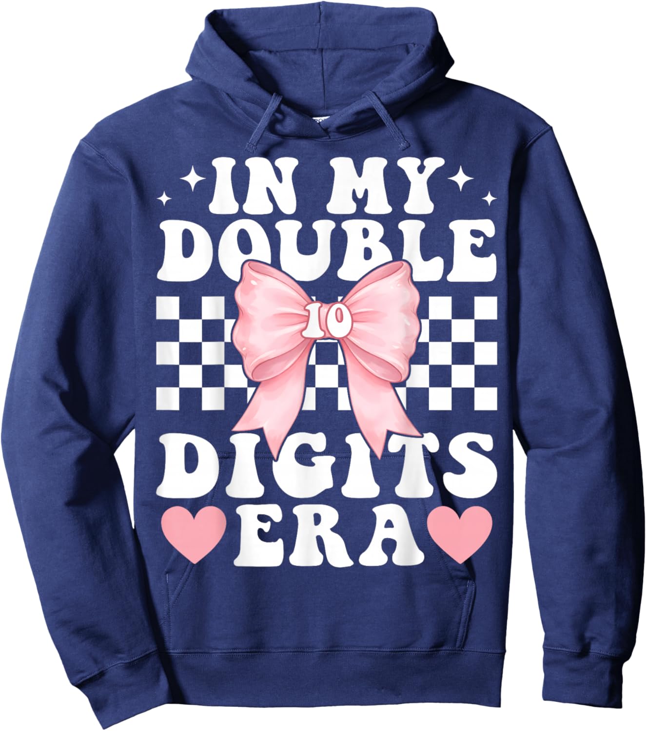 in My Double Digits Era 10th Birthday Bow Girls Hello Ten 10 Hoodie - Hoodie | Navy