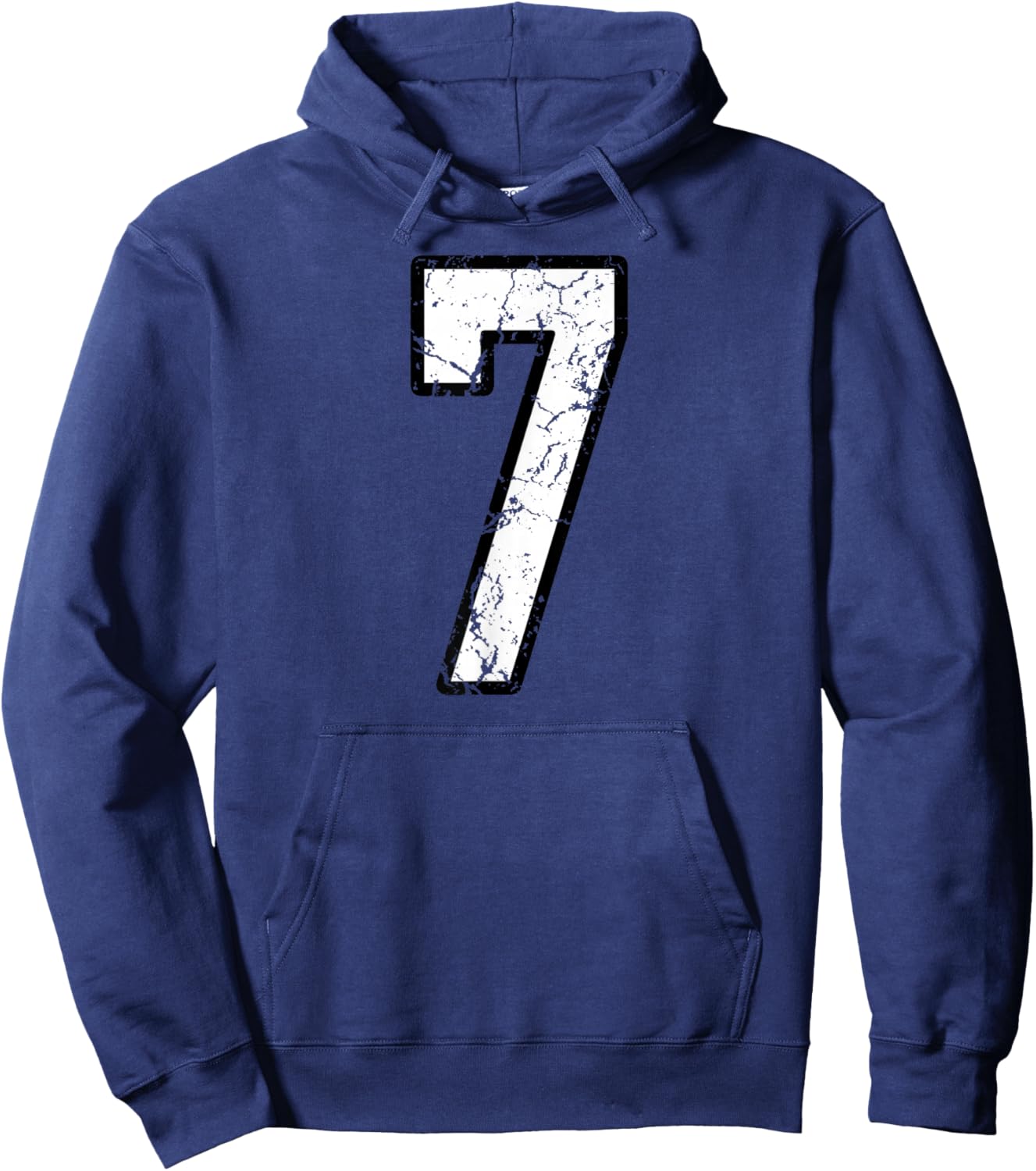 White and Black Sports Number 7 Jersey Uniform Player Hoodie - Hoodie | Navy