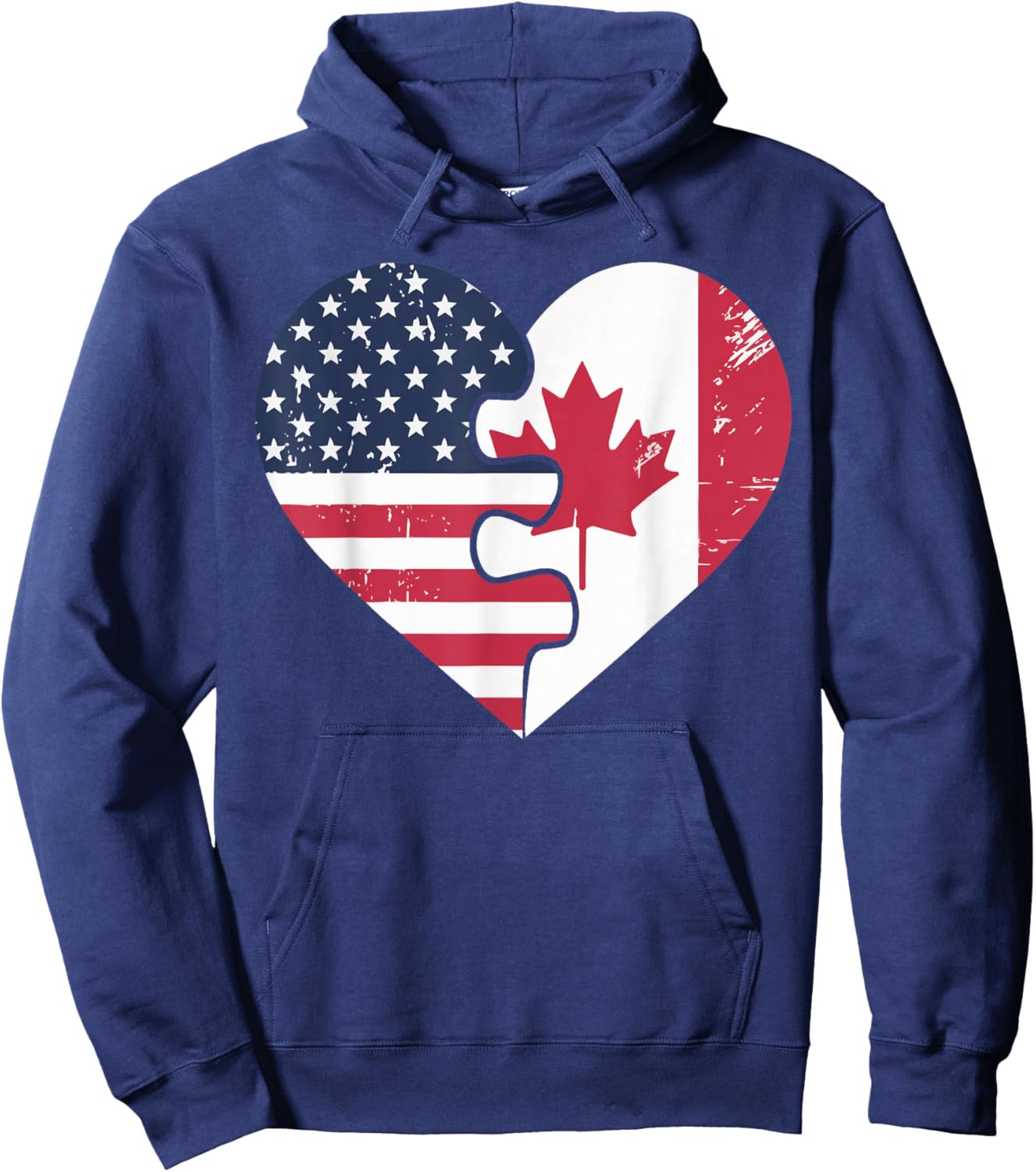 Half American Half Canadian USA Flag Canada America Hoodie - Hoodie | Navy