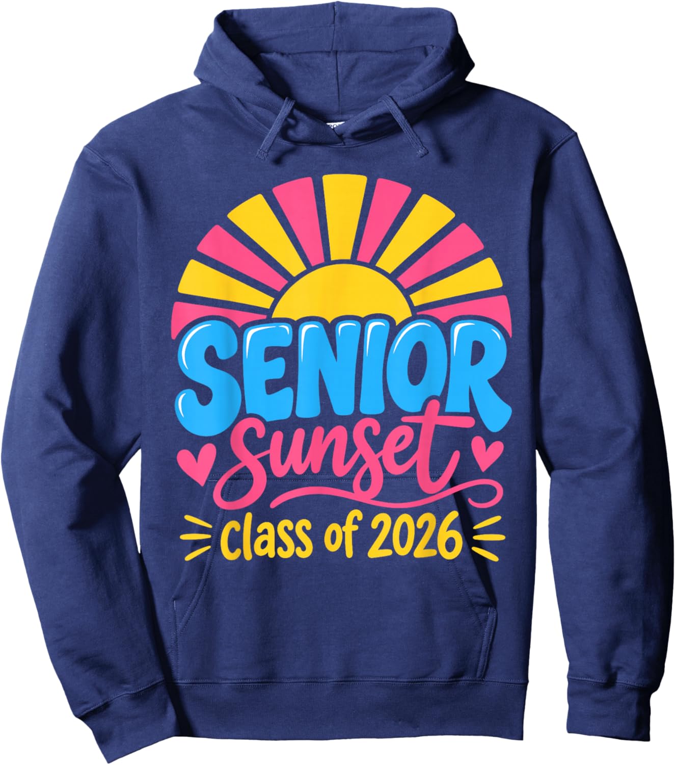 Senior Sunset Retro Graduation Class 2026 Hoodie - Hoodie | Navy