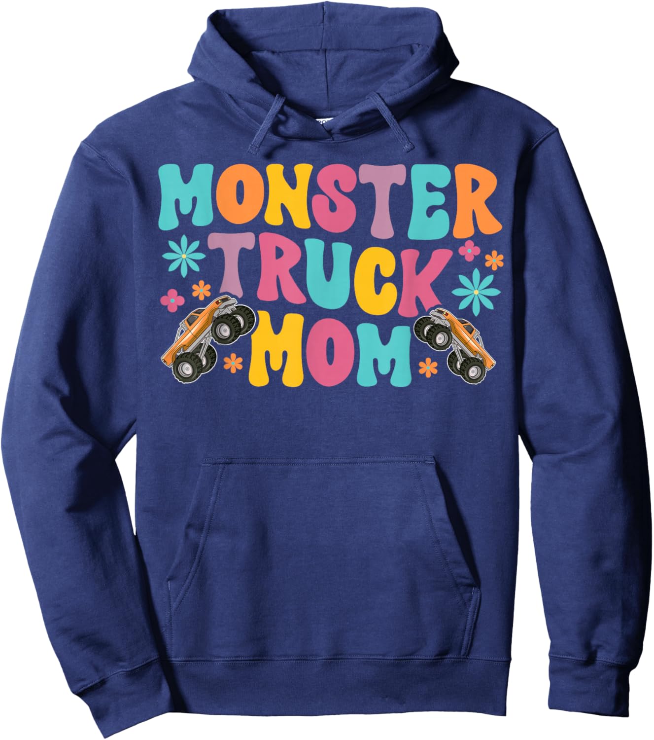Groovy Monster Truck Mom Monster Truck Mama Hoodie - Hoodie | Navy
