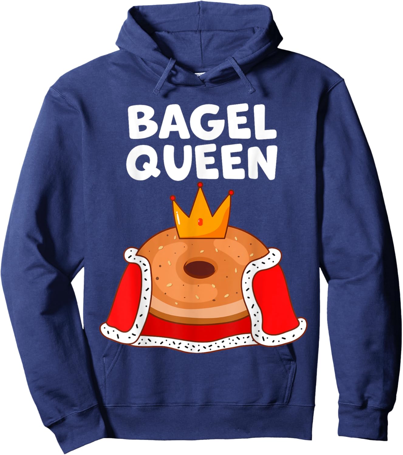 Bagel queen in cute funny cartoon for bagel lover matching Hoodie - Hoodie | Navy