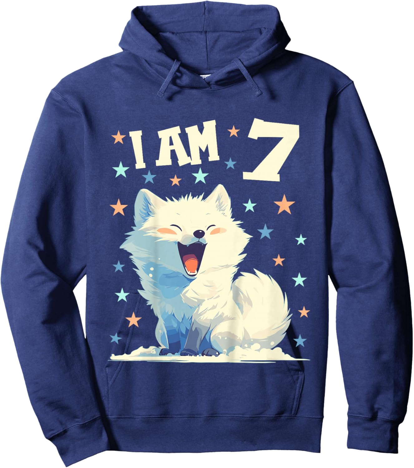 7 Years old 7 birthday Arctic Foxes Boy Girl Arctic Fox Hoodie - Hoodie | Navy