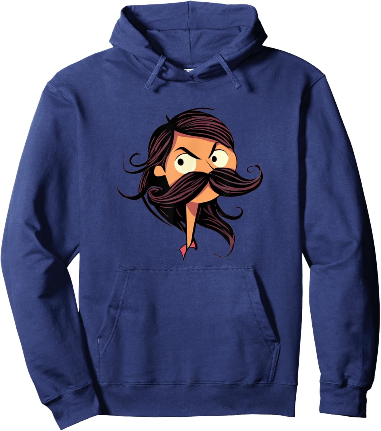 Funny Bearded Girl with Mustache for a Cool Cartoon Look Hoodie - Hoodie | Navy