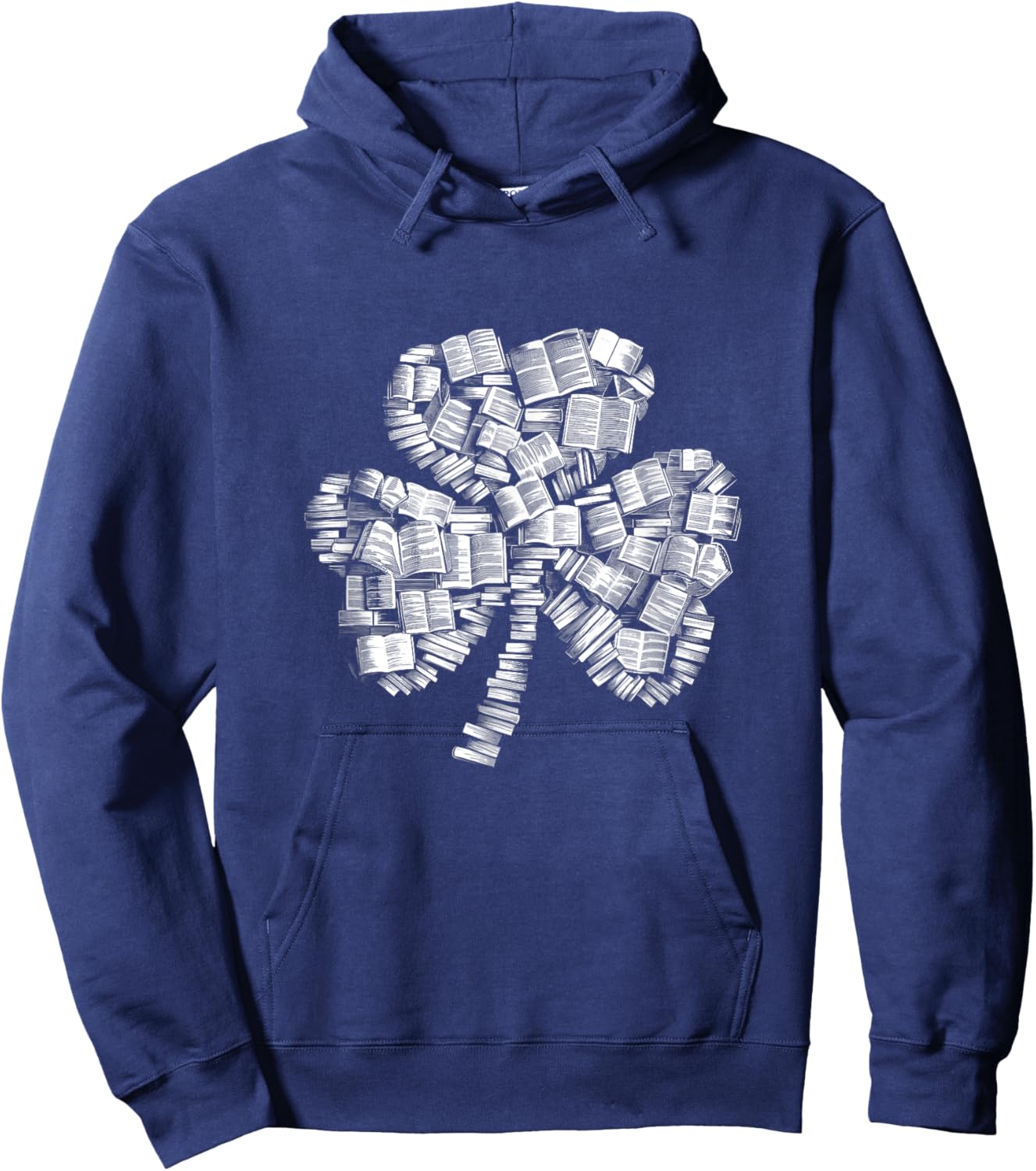 Shamrock Books Green St. Patrick's Day Bookworm Librarian Hoodie - Hoodie | Navy