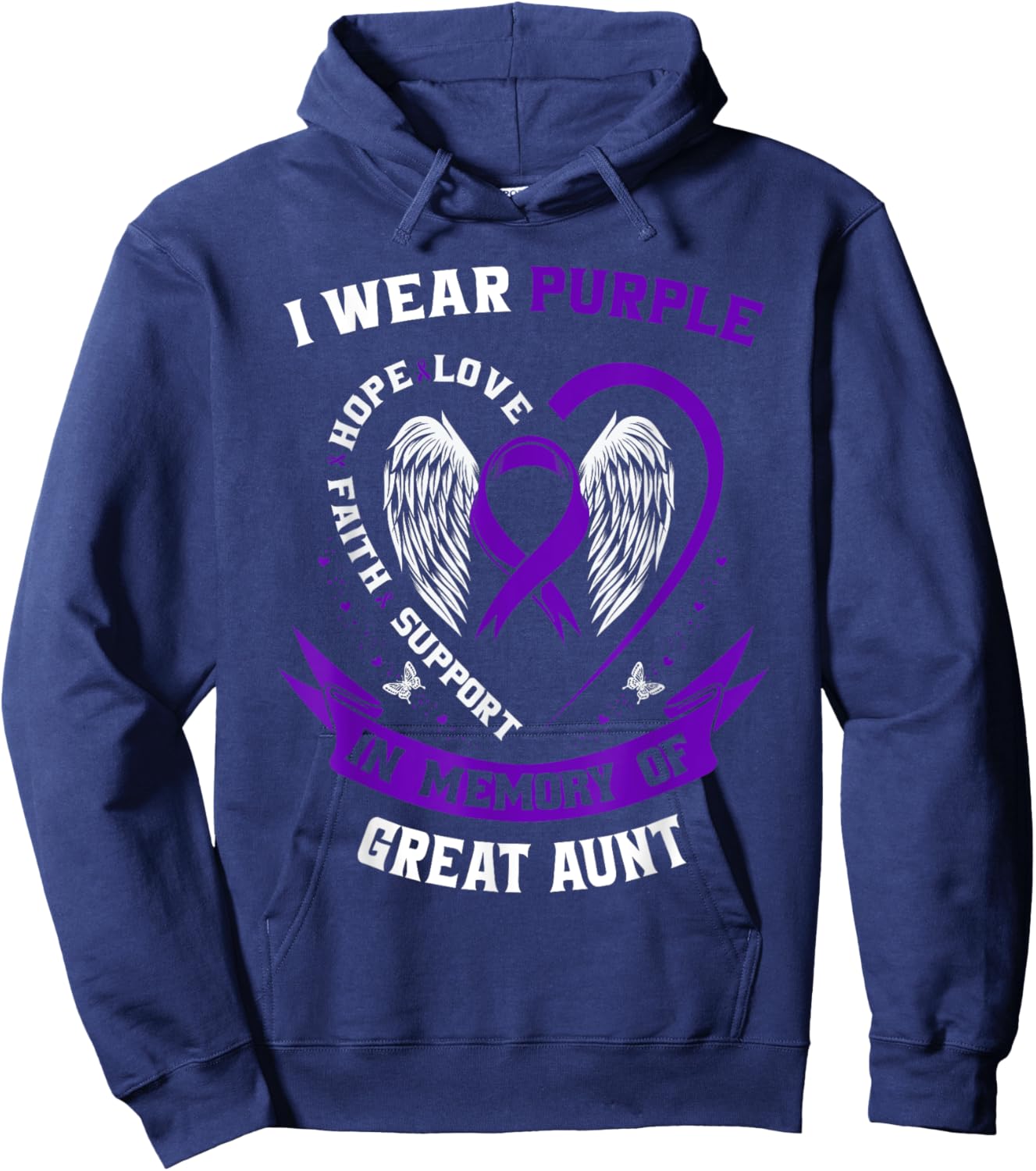Alzheimers Awareness Products Purple Ribbon Great Aunt Gifts Hoodie - Hoodie | Navy