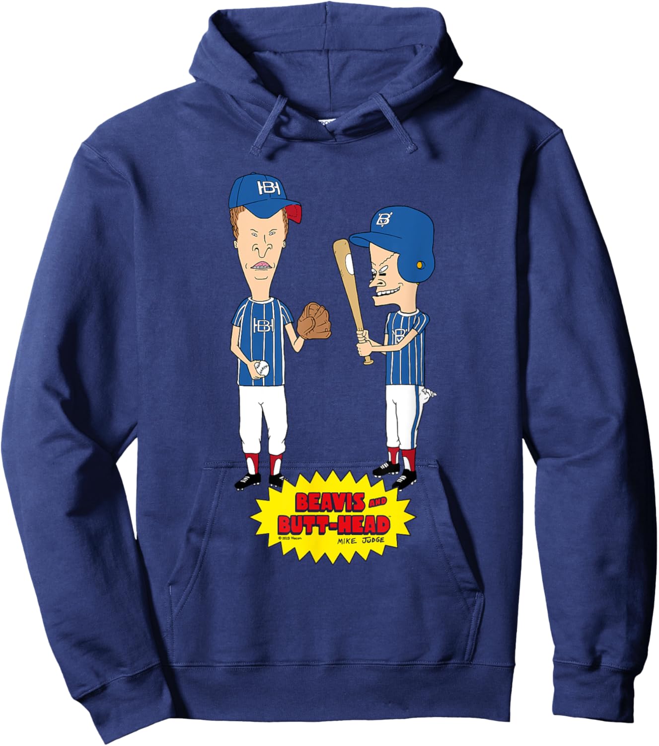 Beavis & Butt-Head Playing Baseball Sports Hoodie - Hoodie | Navy
