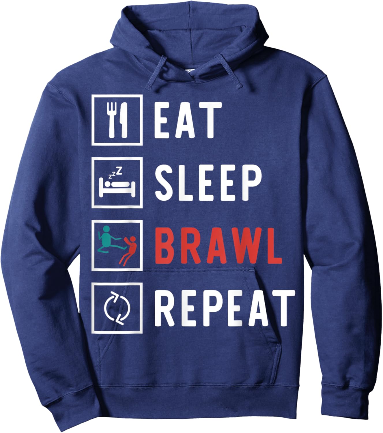 Eat Sleep Brawl Repeat Funny Video Gamer Hoodie - Hoodie | Navy