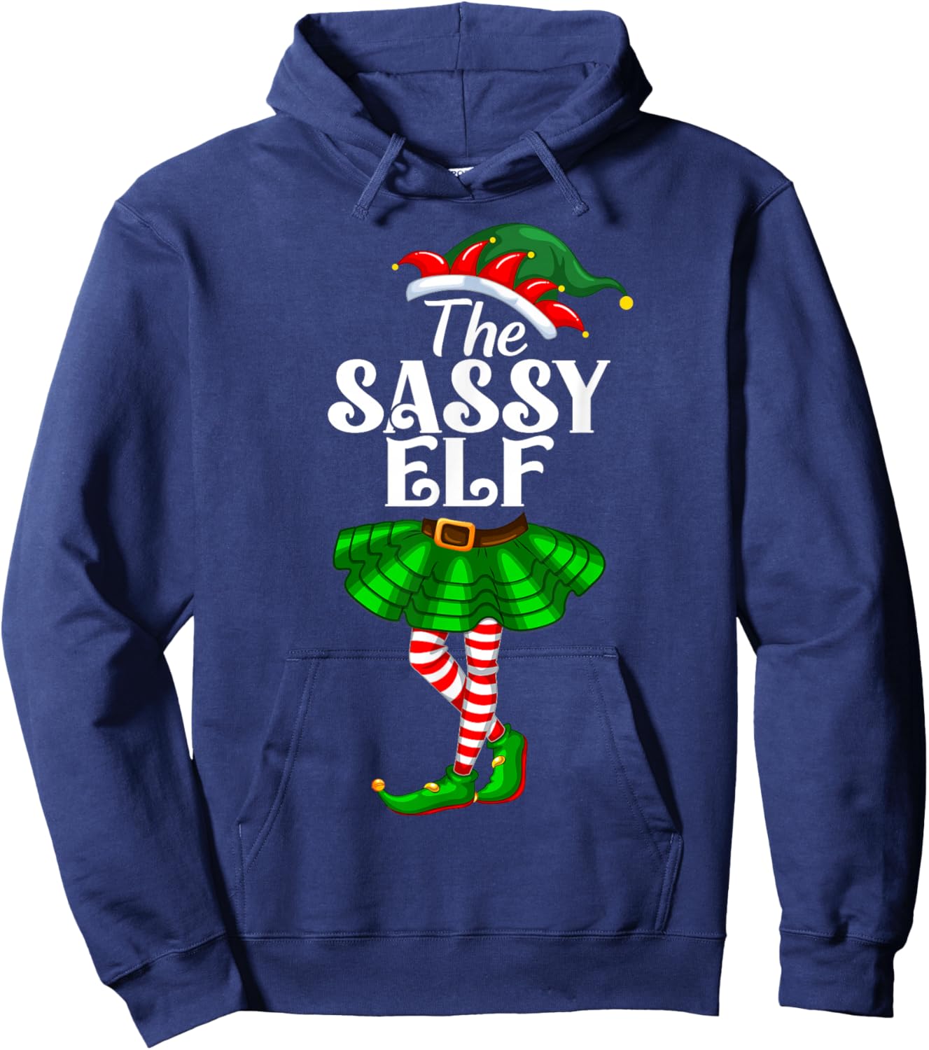 The Sassy Elf Xmas Funny Christmas Matching Family Pajama Hoodie - Hoodie | Navy