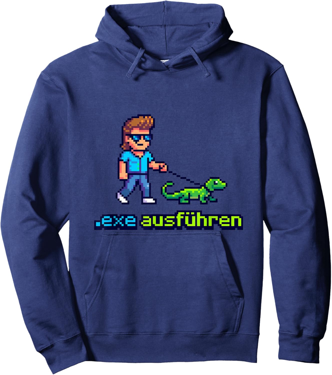 Lustiges IT Admin Nerd Pixel Outfit - Exe ausführen Hoodie - Hoodie | Navy