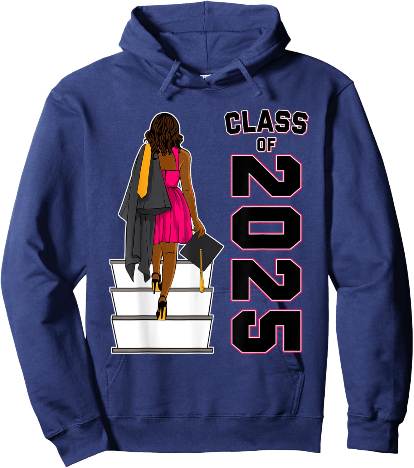 African American Afro Black Girl Graduation Class Of 2025 Hoodie - Hoodie | Navy