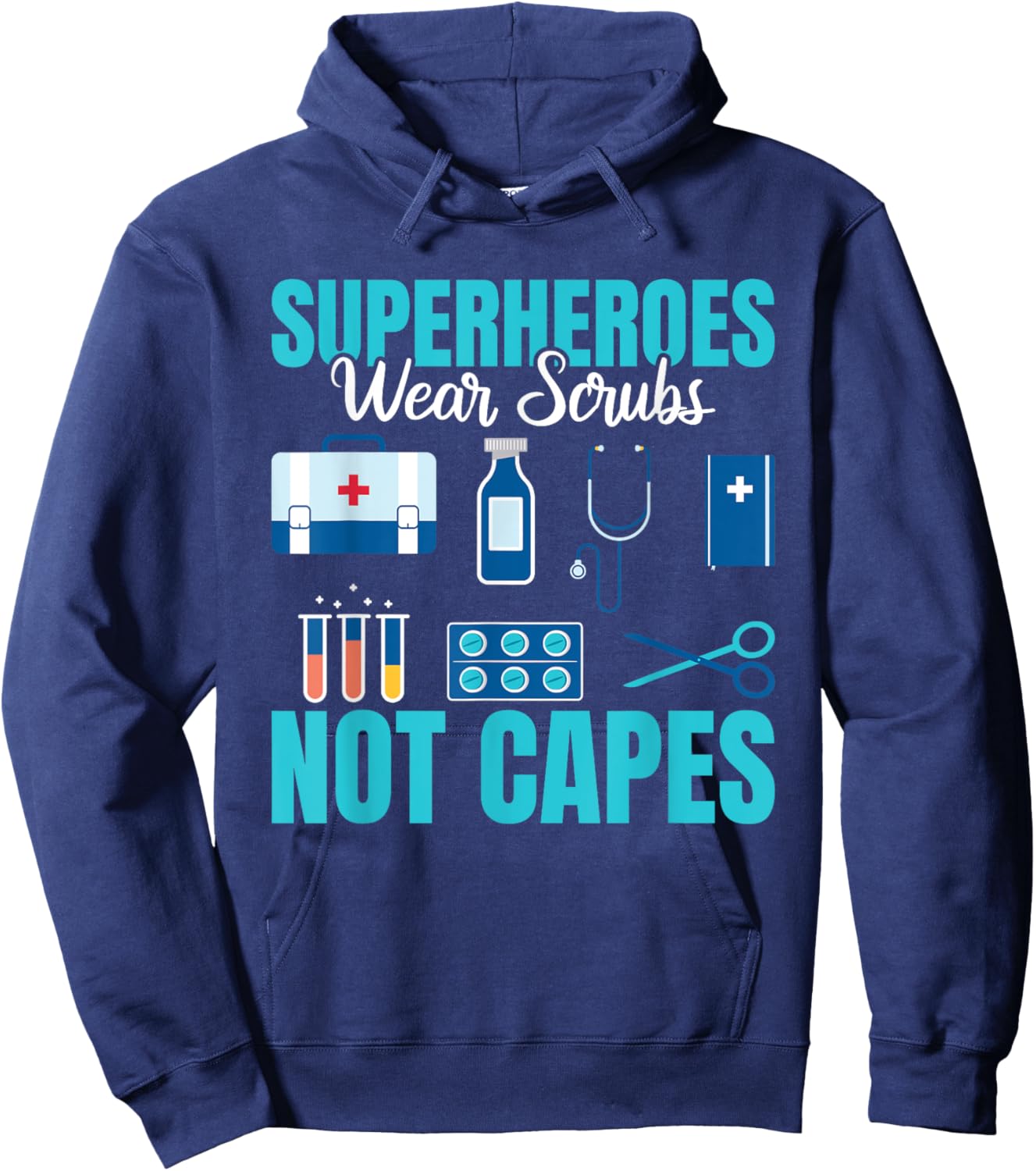 Superheroes Wear Scrubs Not Capes cute women Emergency Room Hoodie - Hoodie | Navy