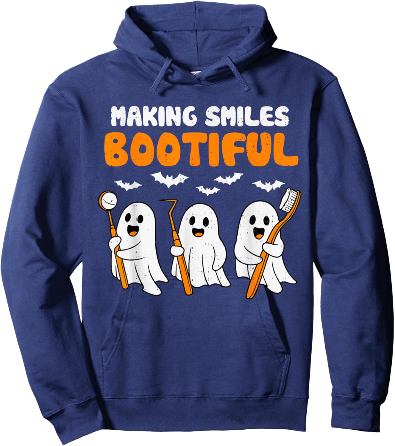 Dentist Smiles Bootiful Ghost Halloween Costume Dental Funny Hoodie - Hoodie | Navy