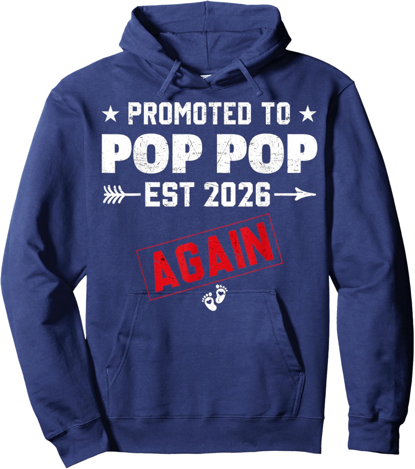 Promoted to Pop Pop Again 2026 Baby Announcement Siblings Hoodie - Hoodie | Navy