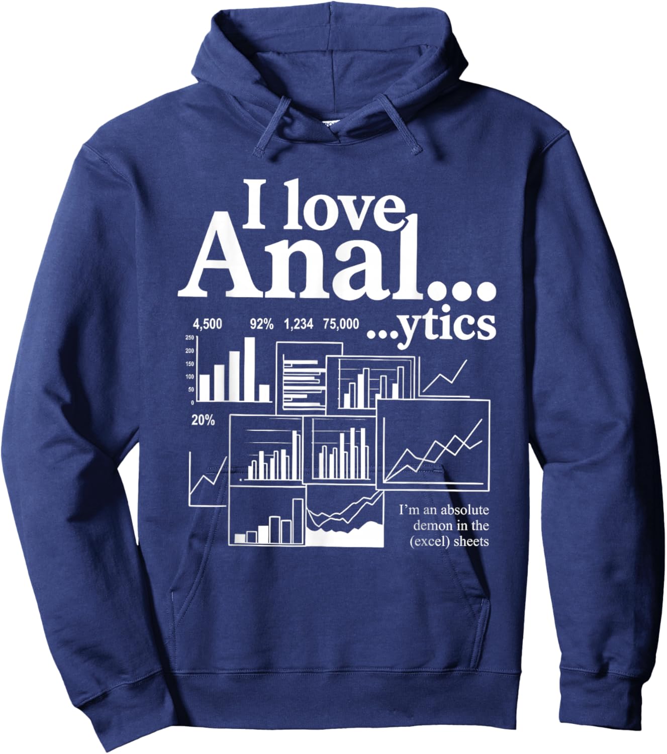 I Love Anal...ytics I'm an Absolute Demon in The Excel Sheet Hoodie - Hoodie | Navy