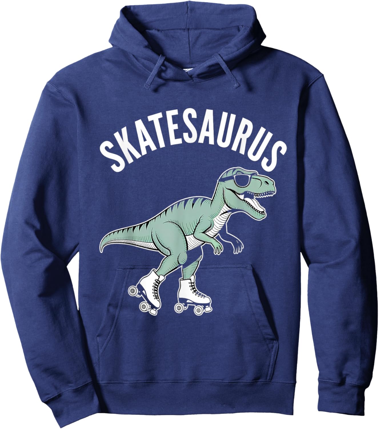 Roller Skating Dinosaur T-Rex Skate Dino Funny Roller Skater Hoodie - Hoodie | Navy