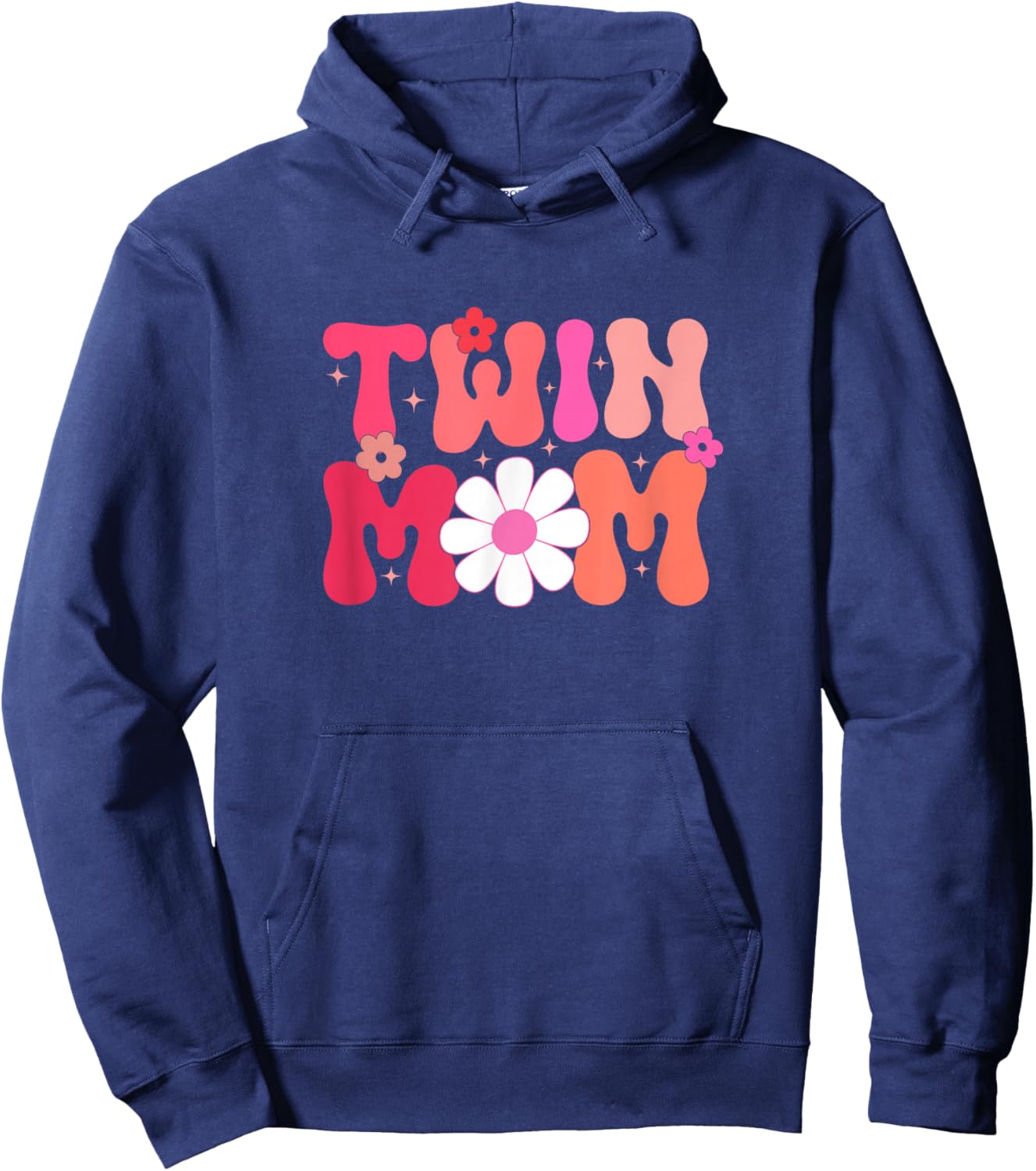 Groovy Twin Mama Funny Mother's Day For New Mom Of Twins Hoodie - Hoodie | Navy