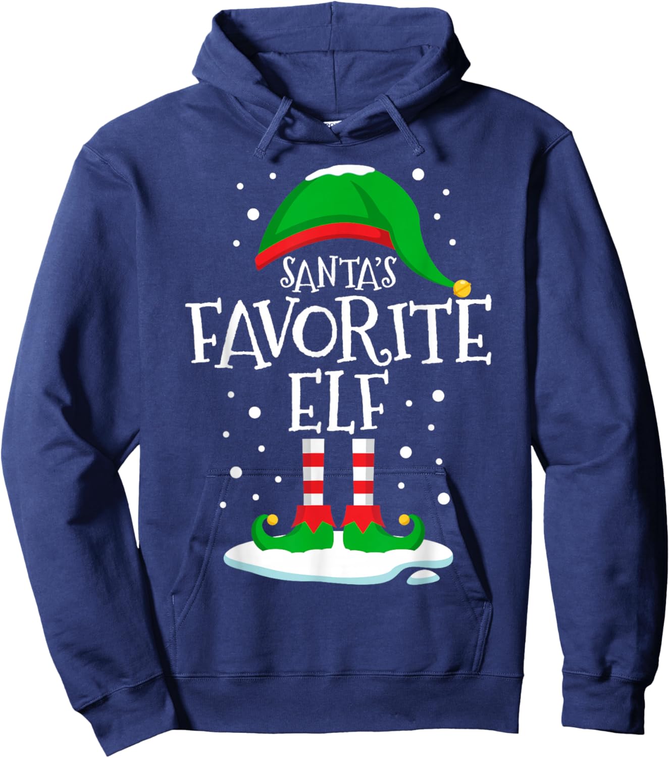 Santa's Favorite Elf Christmas Family Matching Xmas Funny Hoodie - Hoodie | Navy