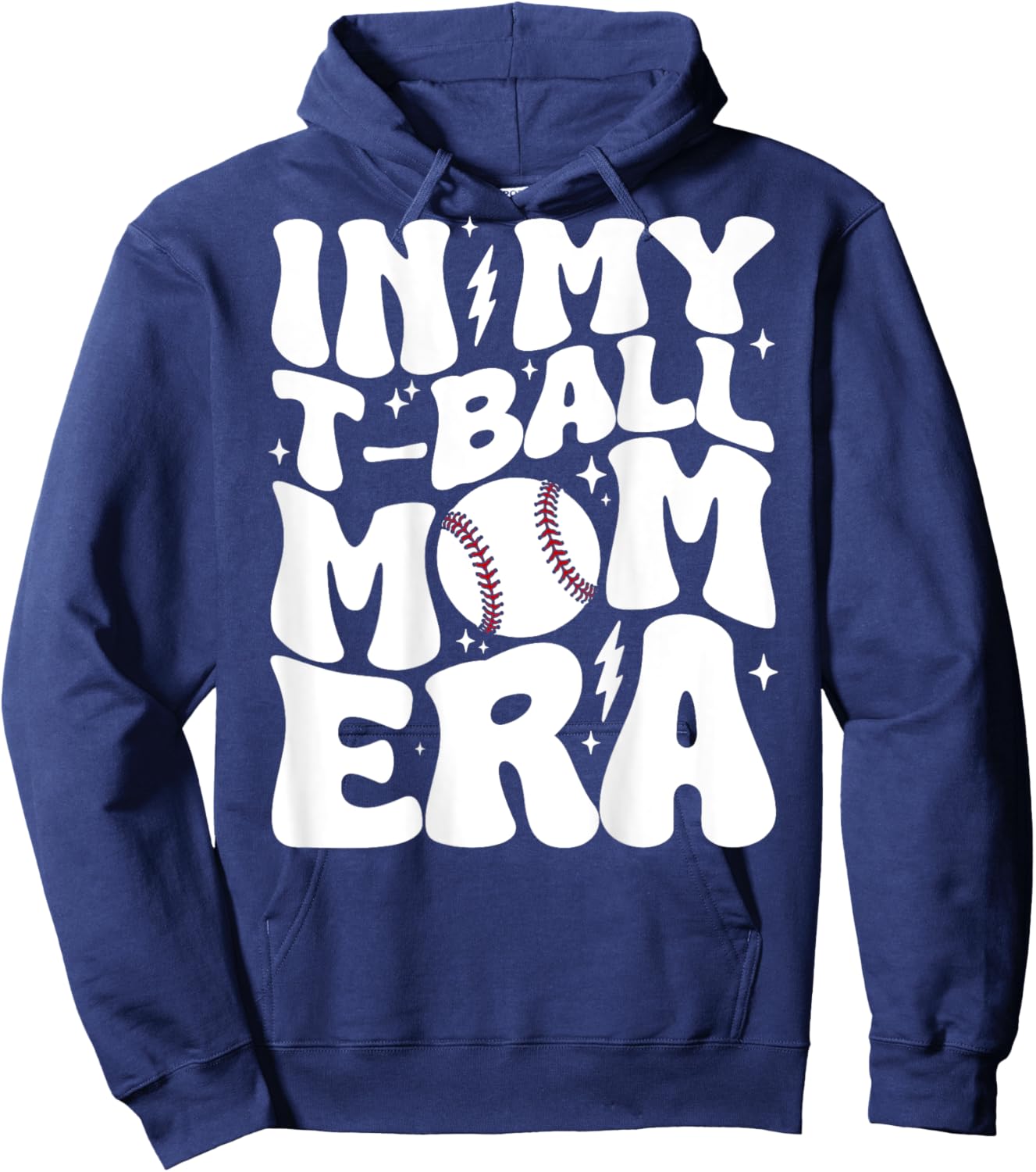 In My T Ball Mom Era Groovy Funny Baseball Mother Back Hoodie - Hoodie | Navy