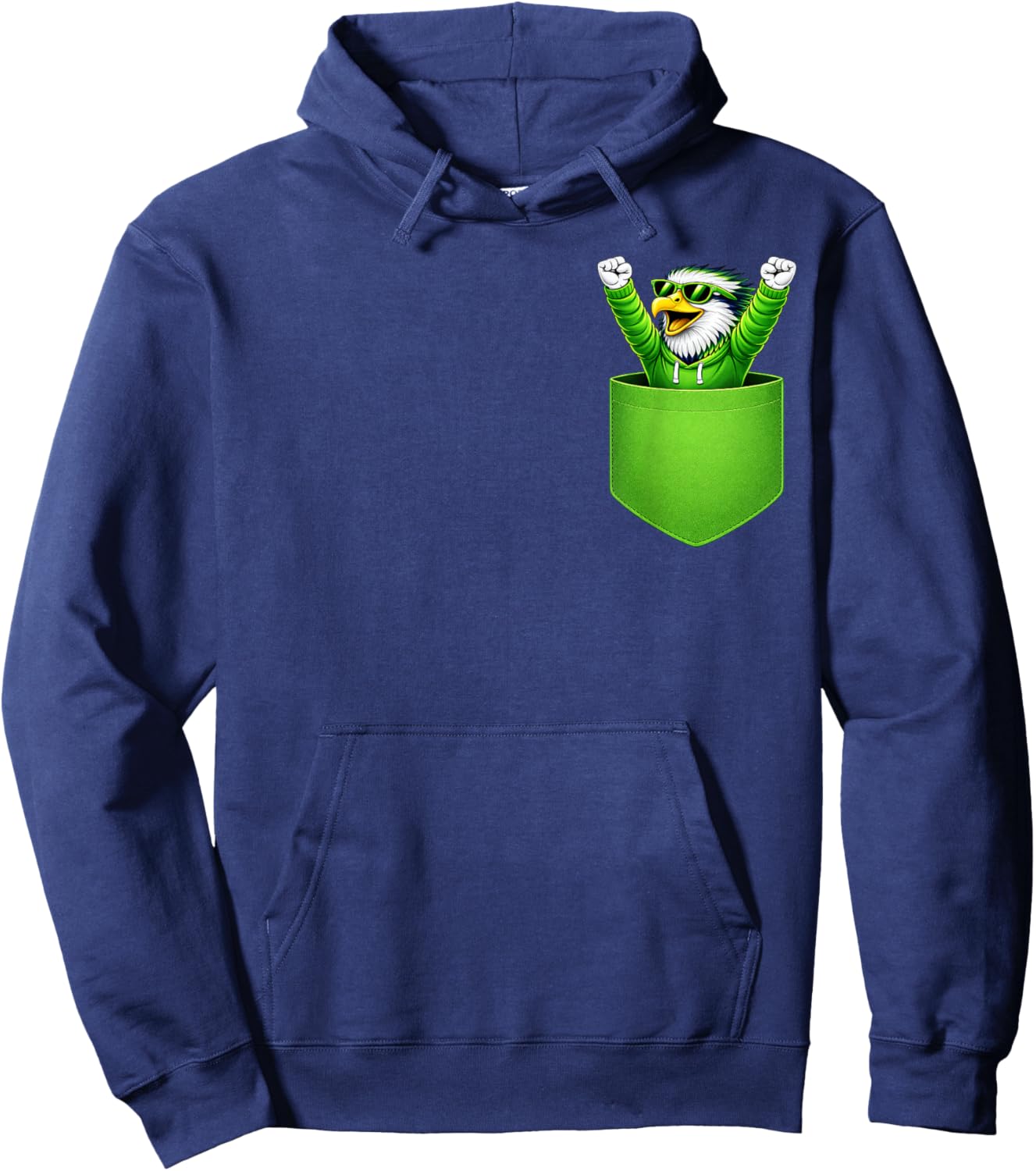 Cute Sea Hawk in Pocket Men Women Kids Hoodie - Hoodie | Navy