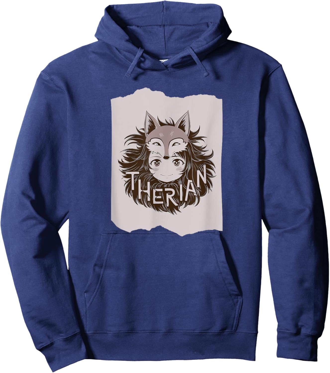Fox Mask Therian Typography Therian Aesthetic TherianTok Hoodie - Hoodie | Navy