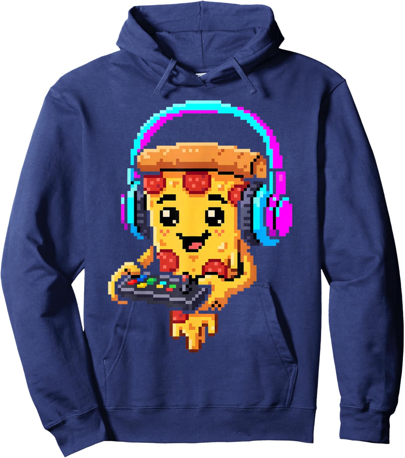 Gamer Pizza Slice Video Gaming Enthusiast Gamer Teen Boys Hoodie - Hoodie | Navy