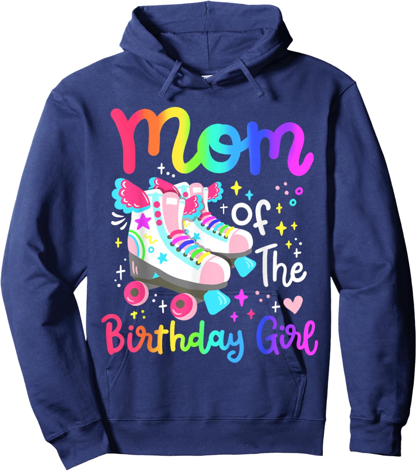 Mom of the Birthday Girl Skater Roller Skate Family Party Hoodie - Hoodie | Navy