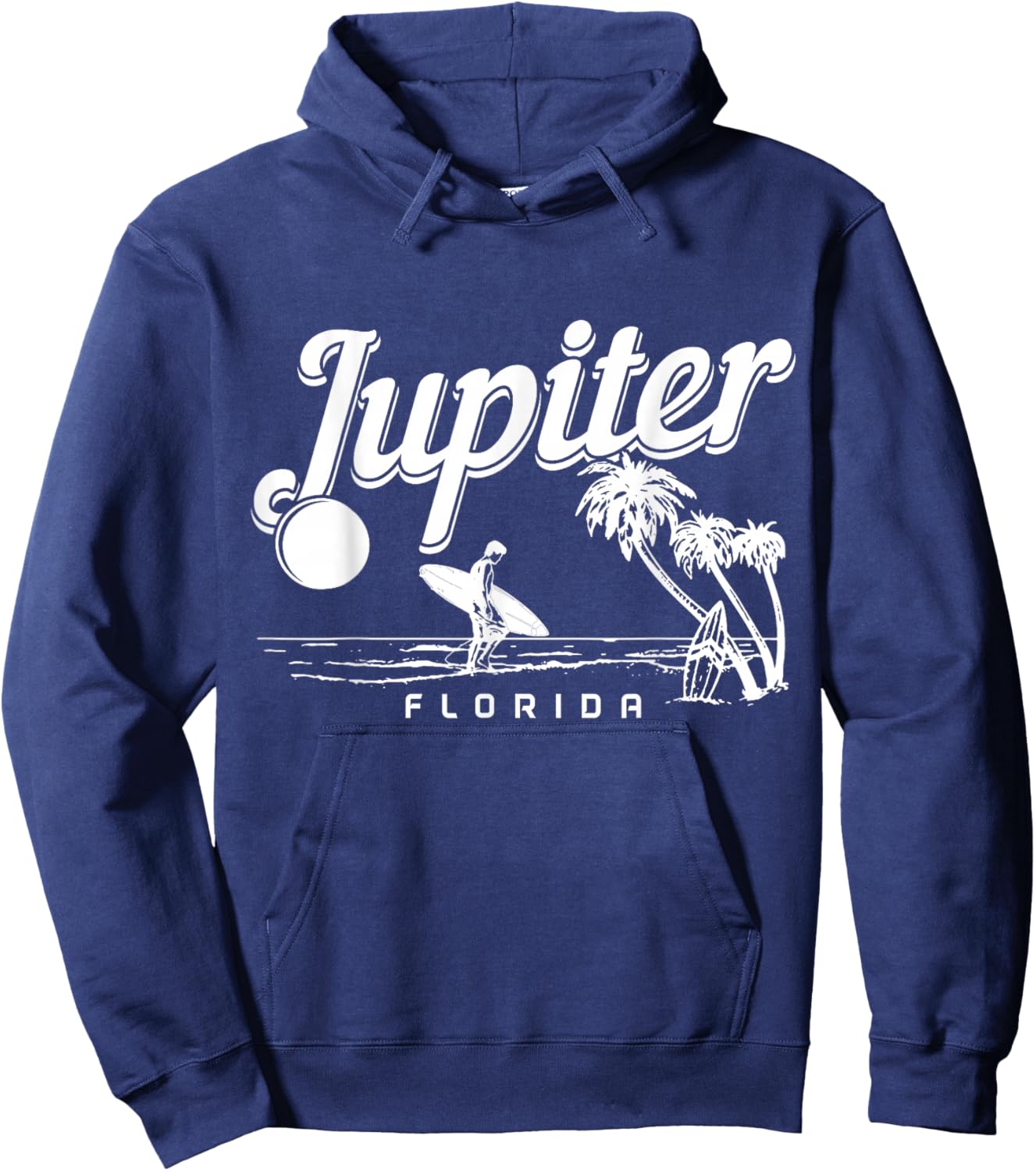 Jupiter Beach Florida Surf Vintage Surfer Hoodie - Hoodie | Navy