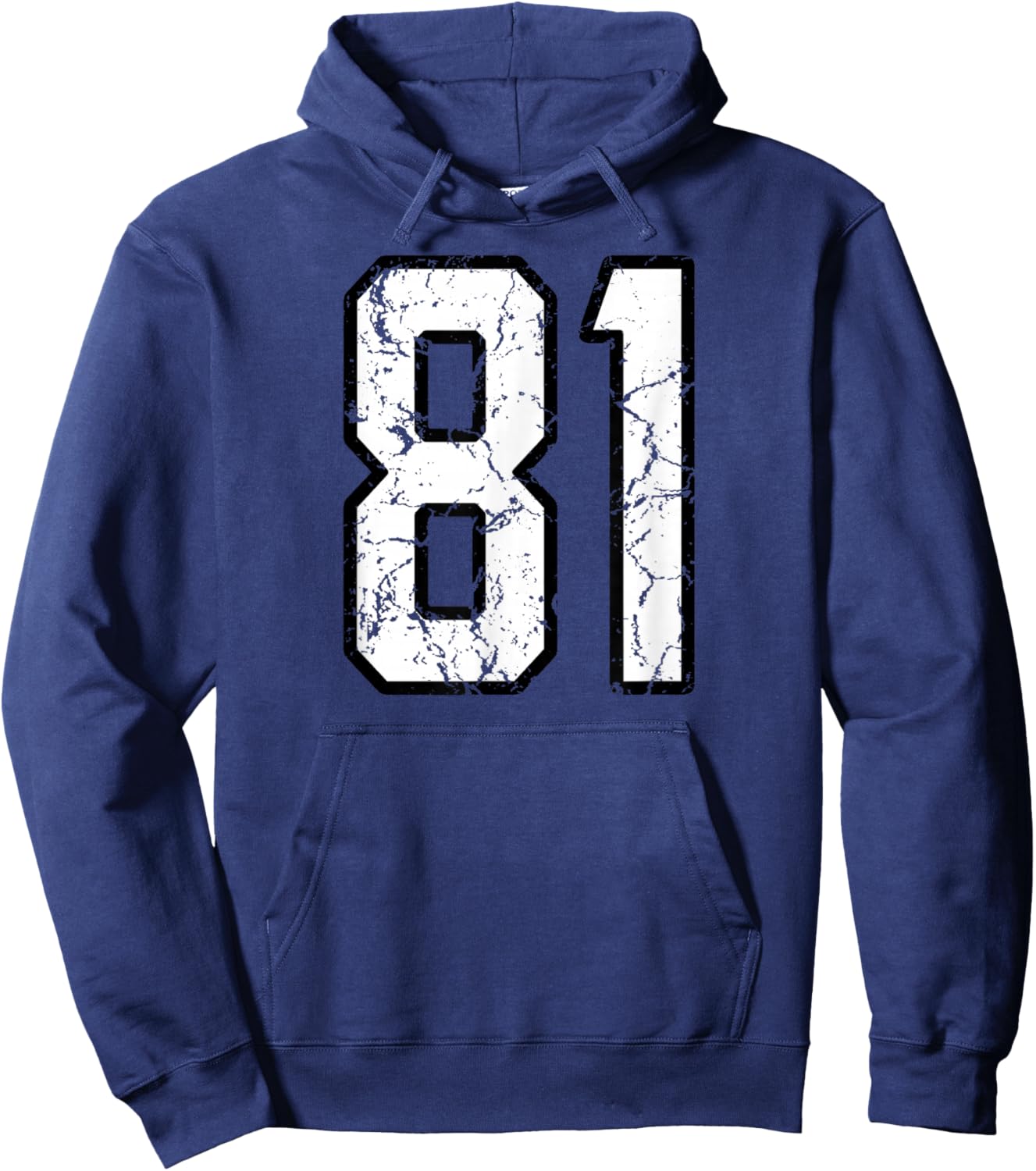 White and Black Sports Number 81 Jersey Uniform Player Hoodie - Hoodie | Navy