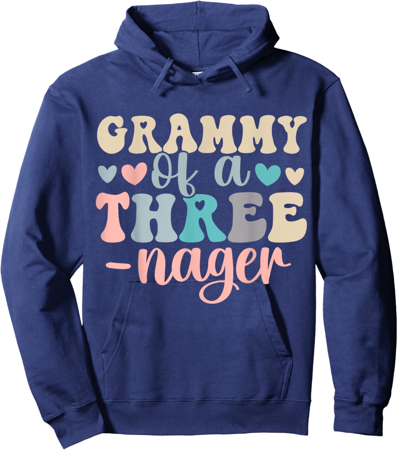 Grammy of A Threenager 3rd Birthday Matching Family Boho Hoodie - Hoodie | Navy