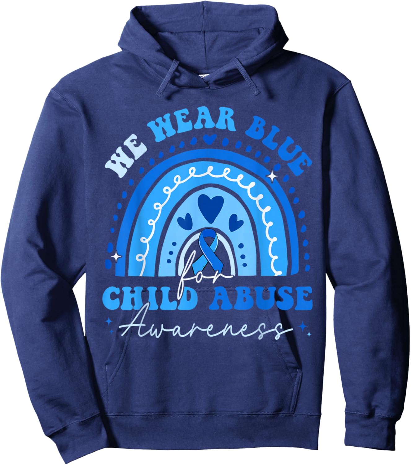 We Wear Blue Child Abuse Awareness Rainbow Men Women Kids Hoodie - Hoodie | Navy